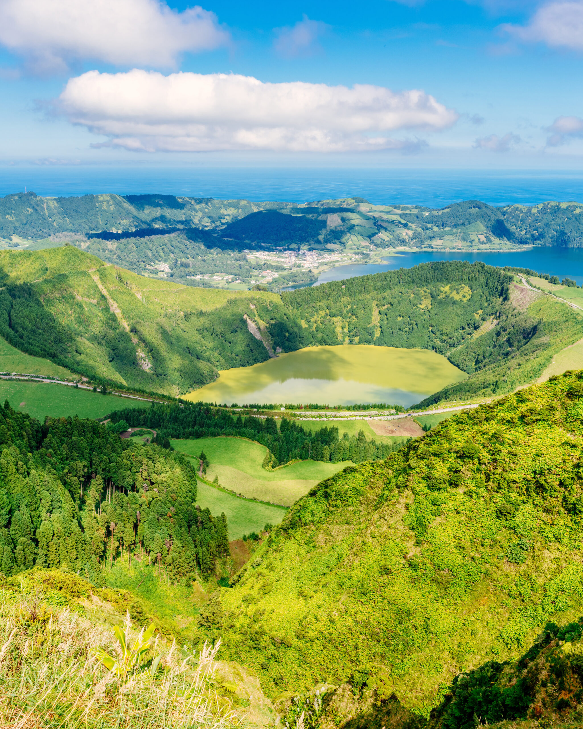 Sete Cidades, view from Boca Do Inferno Miradouro. Sao Miguel, Azores. High quality photo